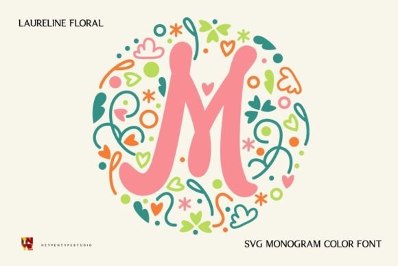 Laureline Floral Monogram: A Color Font for Campaigns